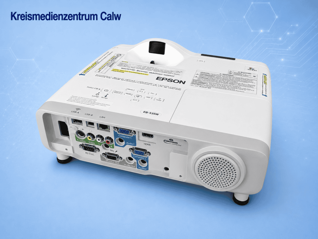 Epson Kurzdistanz Beamer EB 535W mit vielfältigen Anschlussmöglichkeiten.